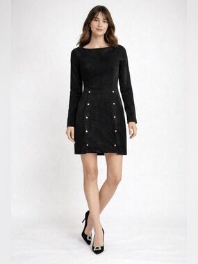 Urban Renewal Black Gold Button Hipster Classy Suede Mini Dress Size Medium